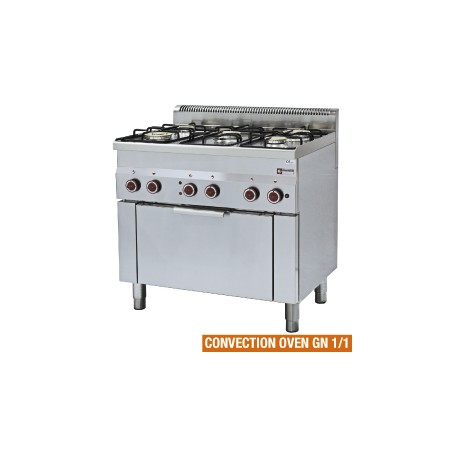 Fourneau 5 feux gaz et four convection électrique GN1/1