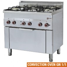 Fourneau 5 feux gaz et four convection électrique GN1/1