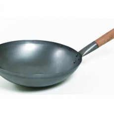 Wok en tôle d'acier noire + brosse pour Wok Matfer