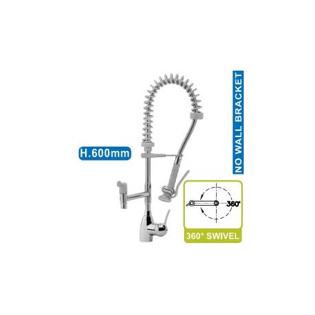 Douchette acier inox + robinet avec groupe mitigeur monocommande