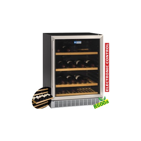 Vitrine cave à vins, ventilée, porte en acier inox, 160 Lt., BLACK