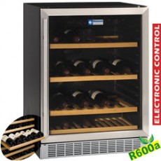 Vitrine cave à vins, ventilée, porte en acier inox, 160 Lt., BLACK